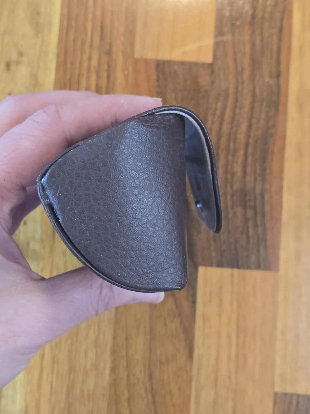 Salvatore Ferragamo Brown Pebbled Leather Eyewear Case